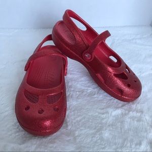 Crocs Red Glitter Mary Jane Shoes Youth 12